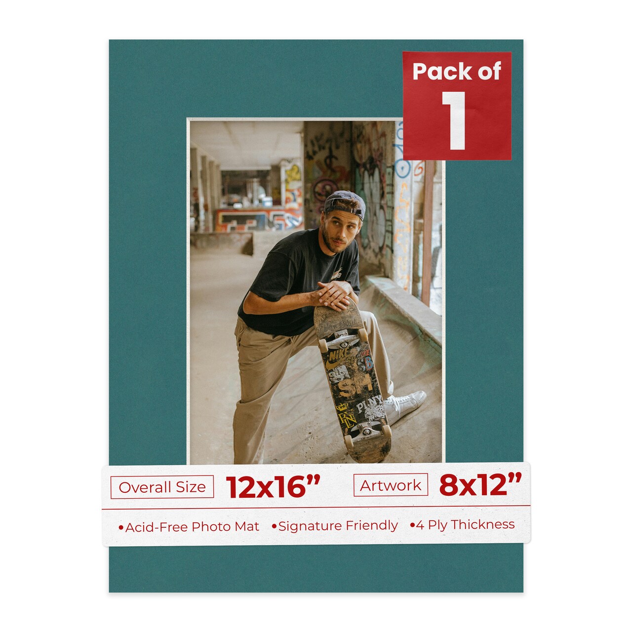 Everglade Green Mat Board for 12x16 Frames - Fits 8x12 Photos